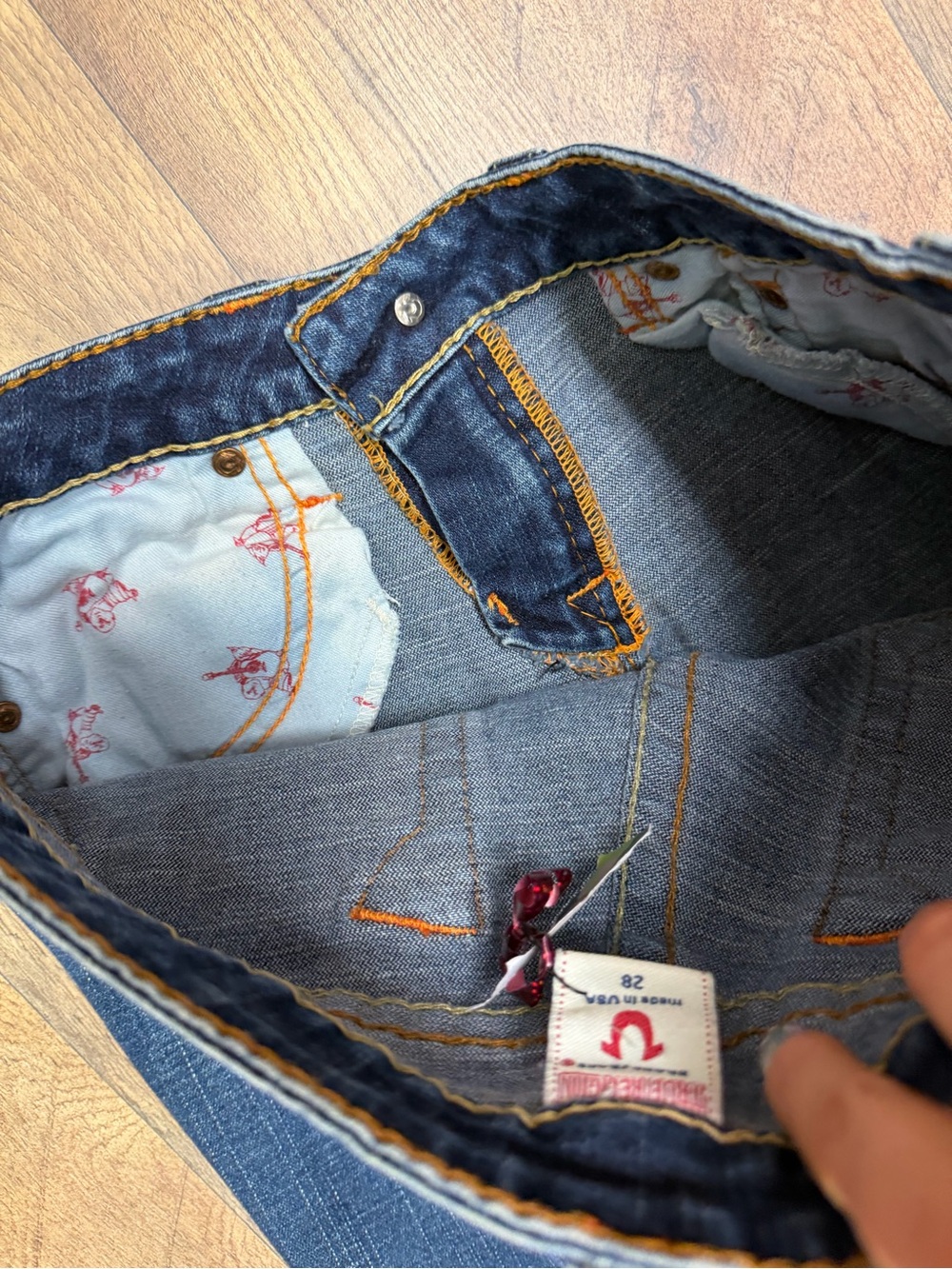True Religion Johnny Bootcut Jeans Y2K Made in USA Dark Wash Size 28 - Picture 6 of 7